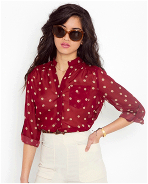 Button Down Polka Dot Blouse