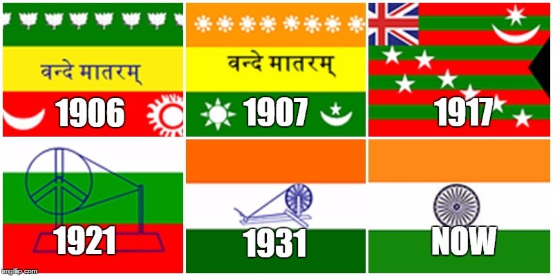 Evolution of Indian National Flag, different versions of Indian Flag